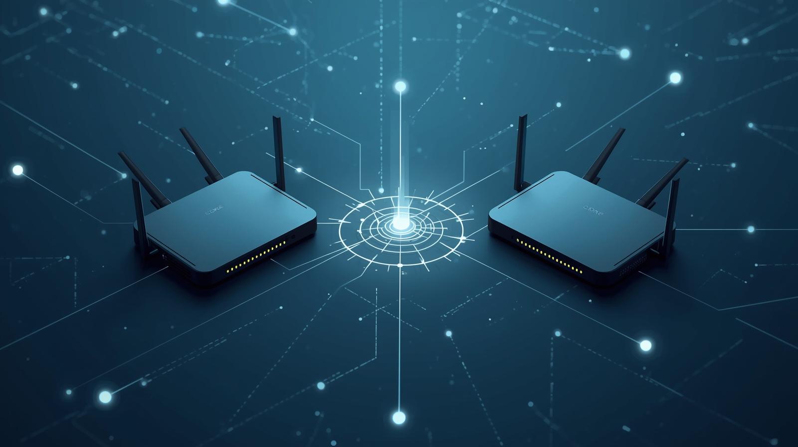 MicroTik based modern n network architecture illustration showing two core routers